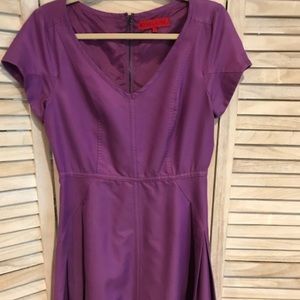 Sinclaire Purple V-Neck A-Line Cap Sleeve Dress 6